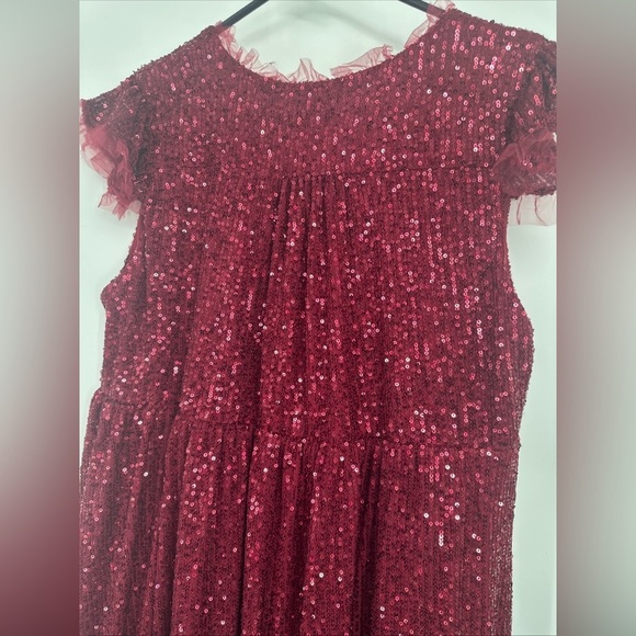 NEW M by MNK Tulle Trimmed Sequin Babydoll Swing Dress WOMEN'S LARGE - Picture 5 of 7